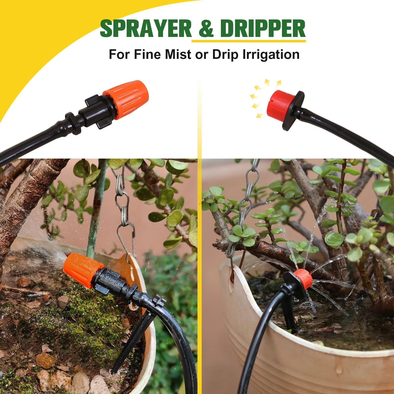 131 ft Automatic Drip Irrigation Kits DIY, 1/4" Distribution Tubing Hose Adjustable Nozzle