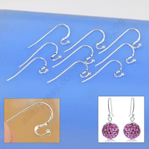 925 Sterling Silver Ear Wire S Ball Hooks DIY Handmade Collections