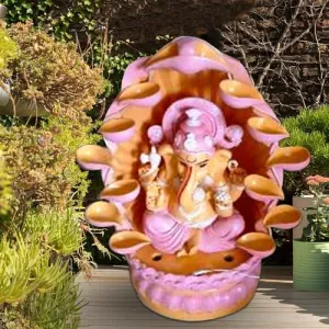 Art N Hub Lord Ganesha Big Size Fountain with Light Decoration Items for Living Room and Office Color | Best Decorative Gift Items (56 x 59 x 93 CM | Ivory Pink)