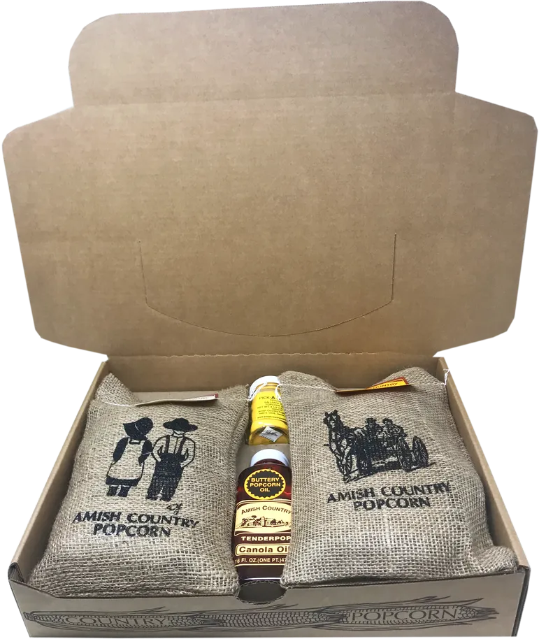 Burlap Amish Popcorn Gift Set