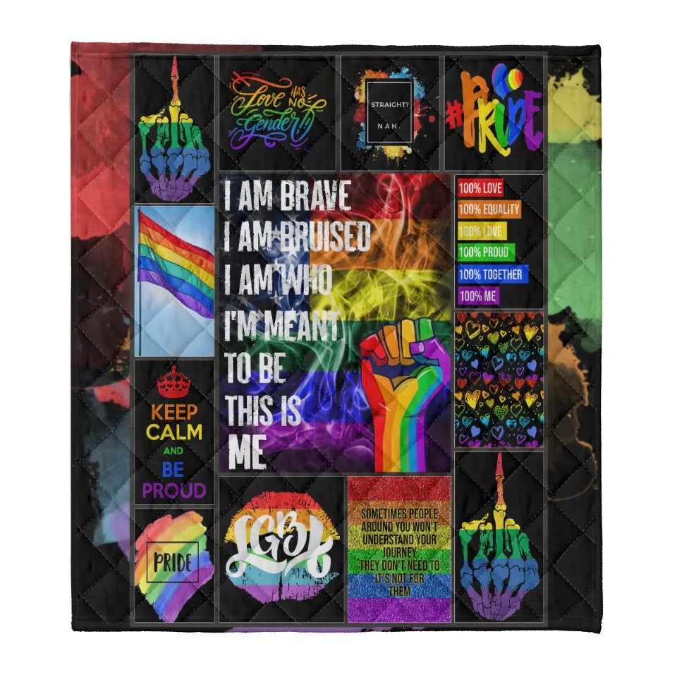 Lgbtqia Rainbow Unicorns Pride Blanket, Be Proud Quilt, Lgbt Blanket, Gift For Gay Friend