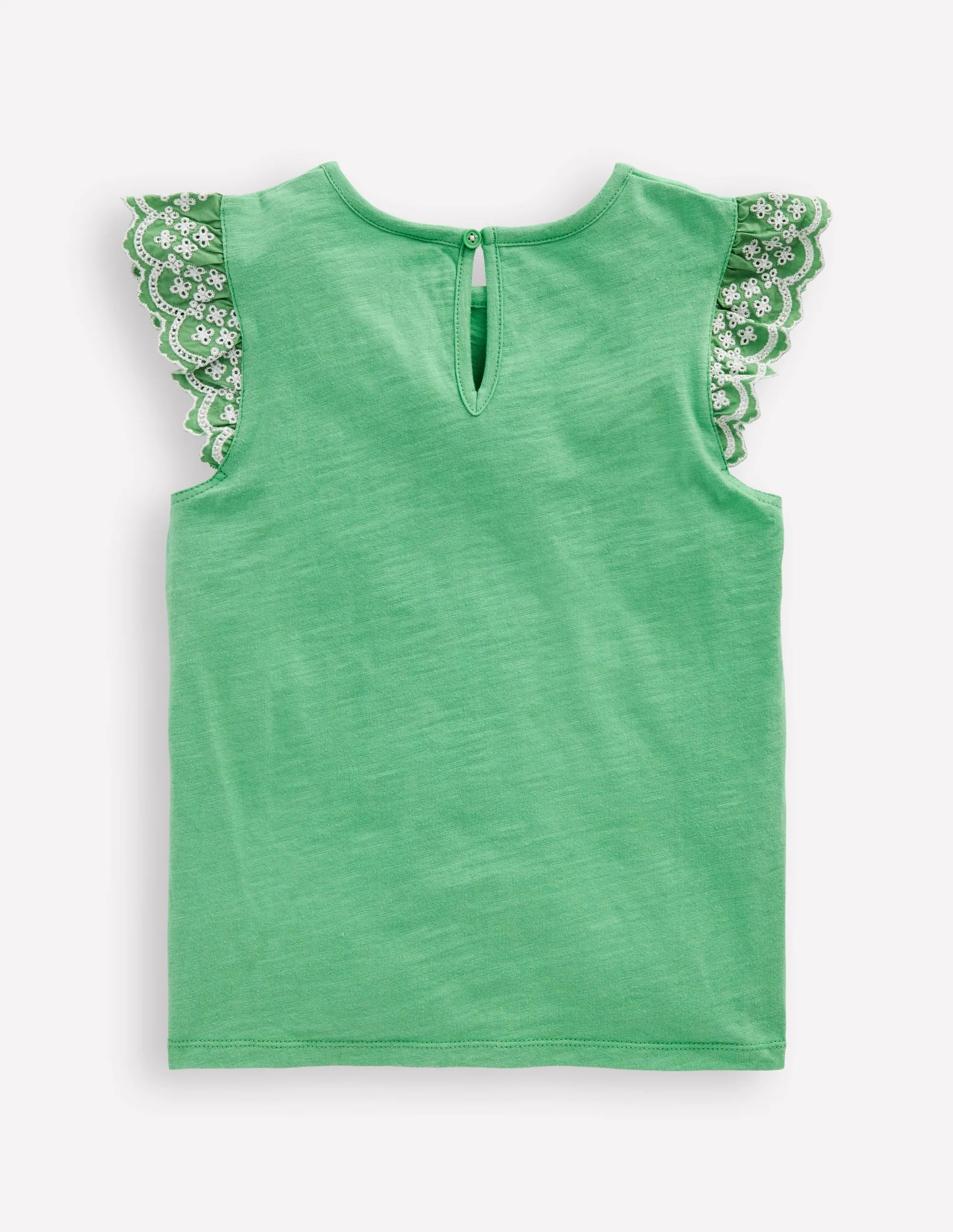 Margaret Broderie Frill Tee-Aloe Green