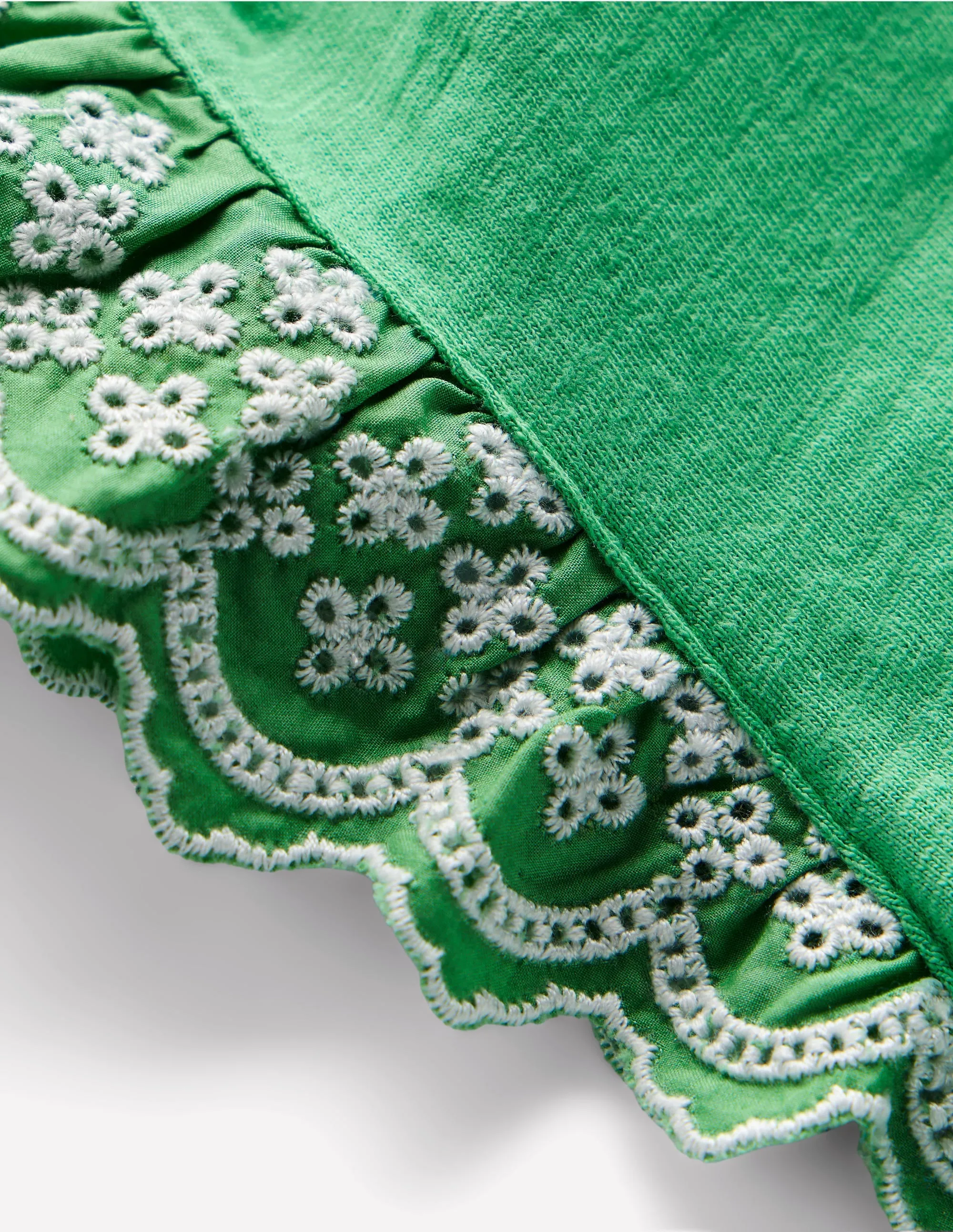 Margaret Broderie Frill Tee-Aloe Green