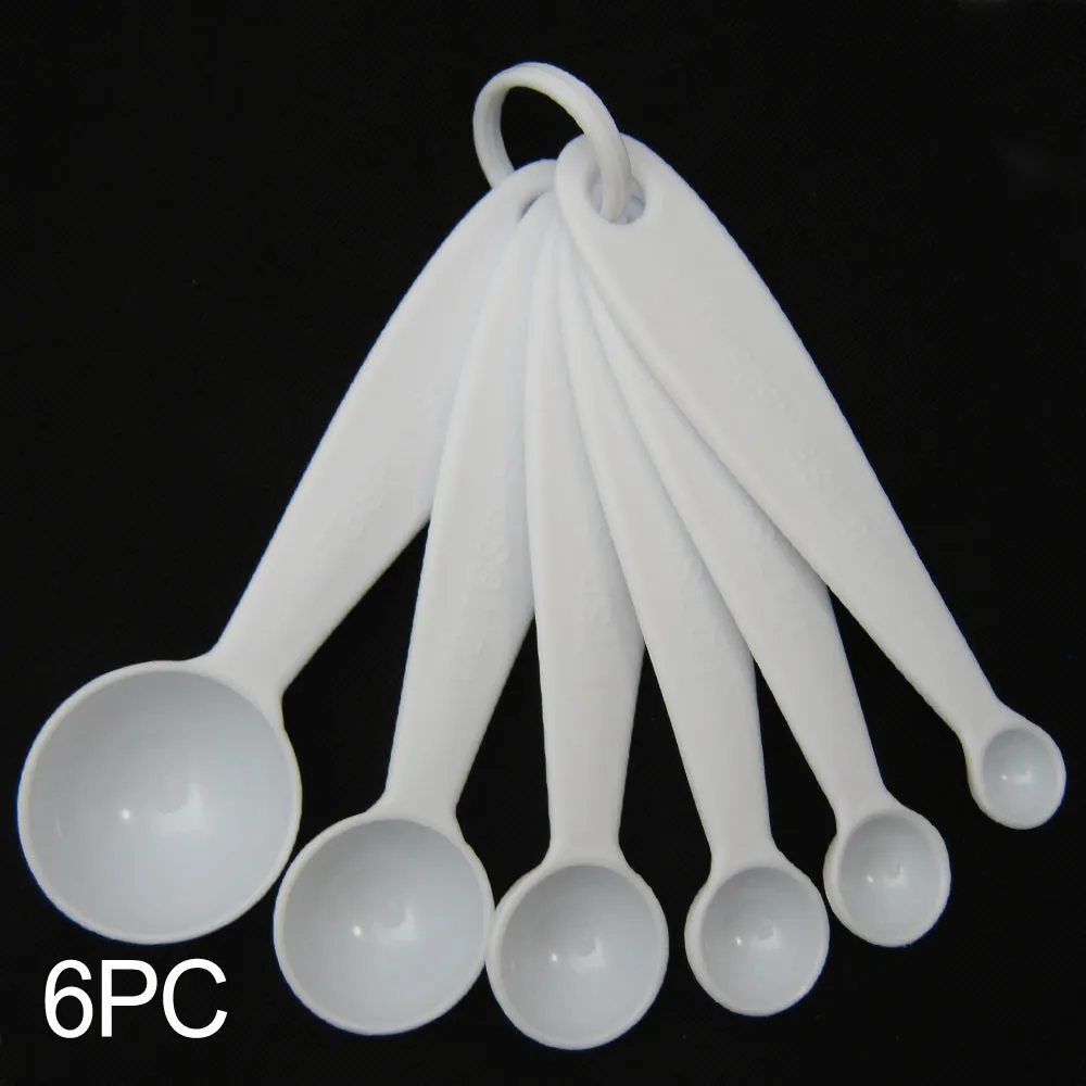 Measuring Spoons 6 Pc Set Plastic Steel Tea Coffee Measure Cooking Scoop