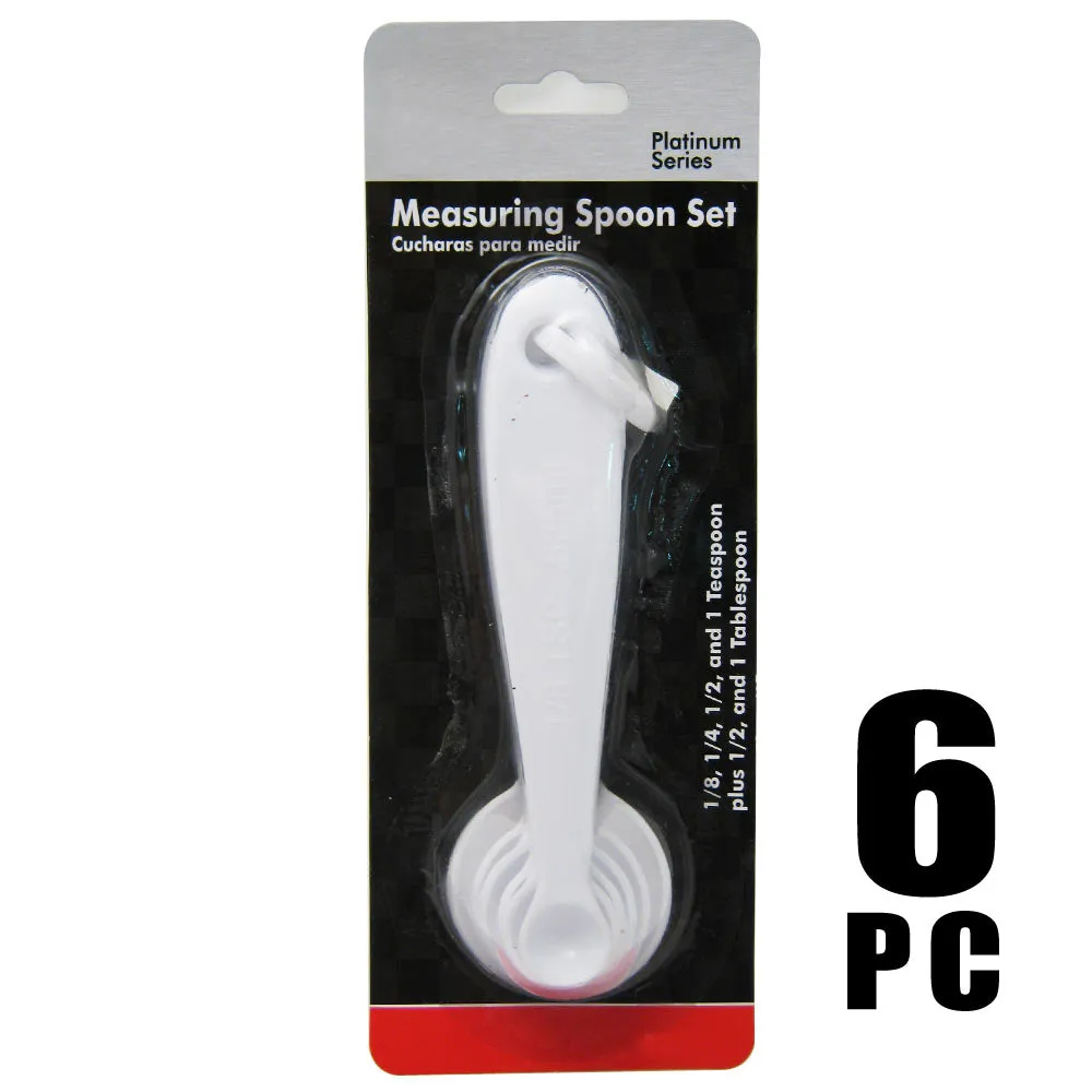 Measuring Spoons 6 Pc Set Plastic Steel Tea Coffee Measure Cooking Scoop