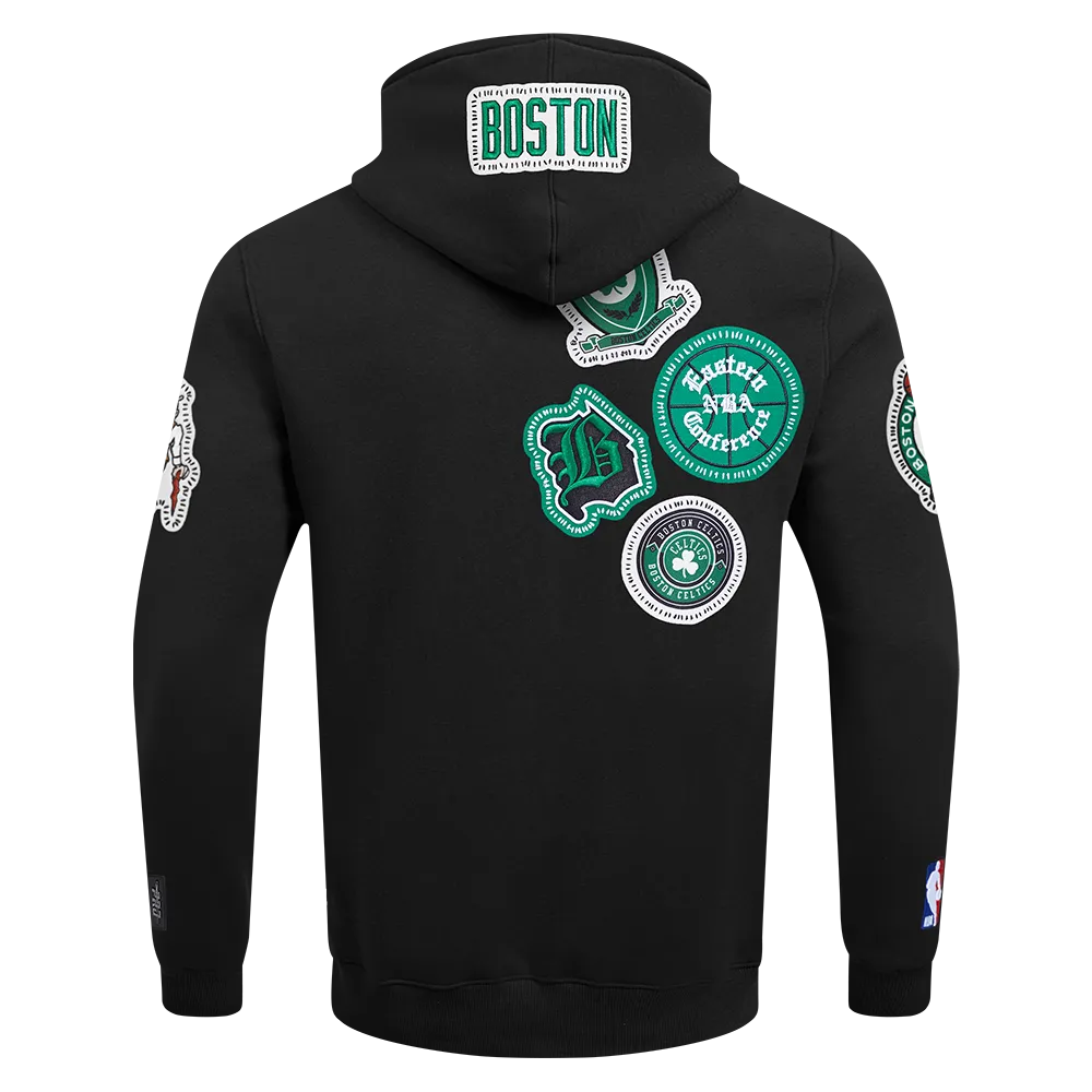NBA BOSTON CELTICS DIY PICK STITCH MEN'S DOUBLE KNIT PULLOVER HOODIE (BLACK)