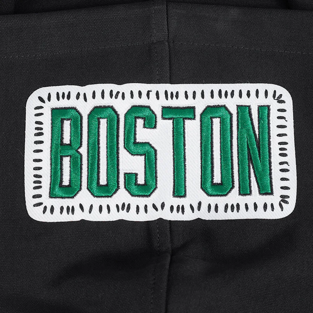 NBA BOSTON CELTICS DIY PICK STITCH MEN'S DOUBLE KNIT PULLOVER HOODIE (BLACK)