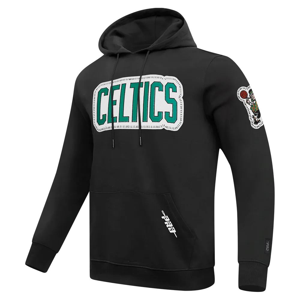 NBA BOSTON CELTICS DIY PICK STITCH MEN'S DOUBLE KNIT PULLOVER HOODIE (BLACK)
