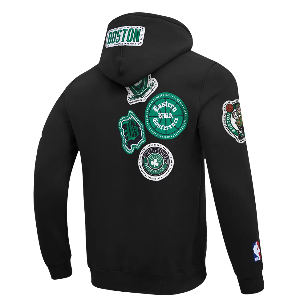 NBA BOSTON CELTICS DIY PICK STITCH MEN'S DOUBLE KNIT PULLOVER HOODIE (BLACK)