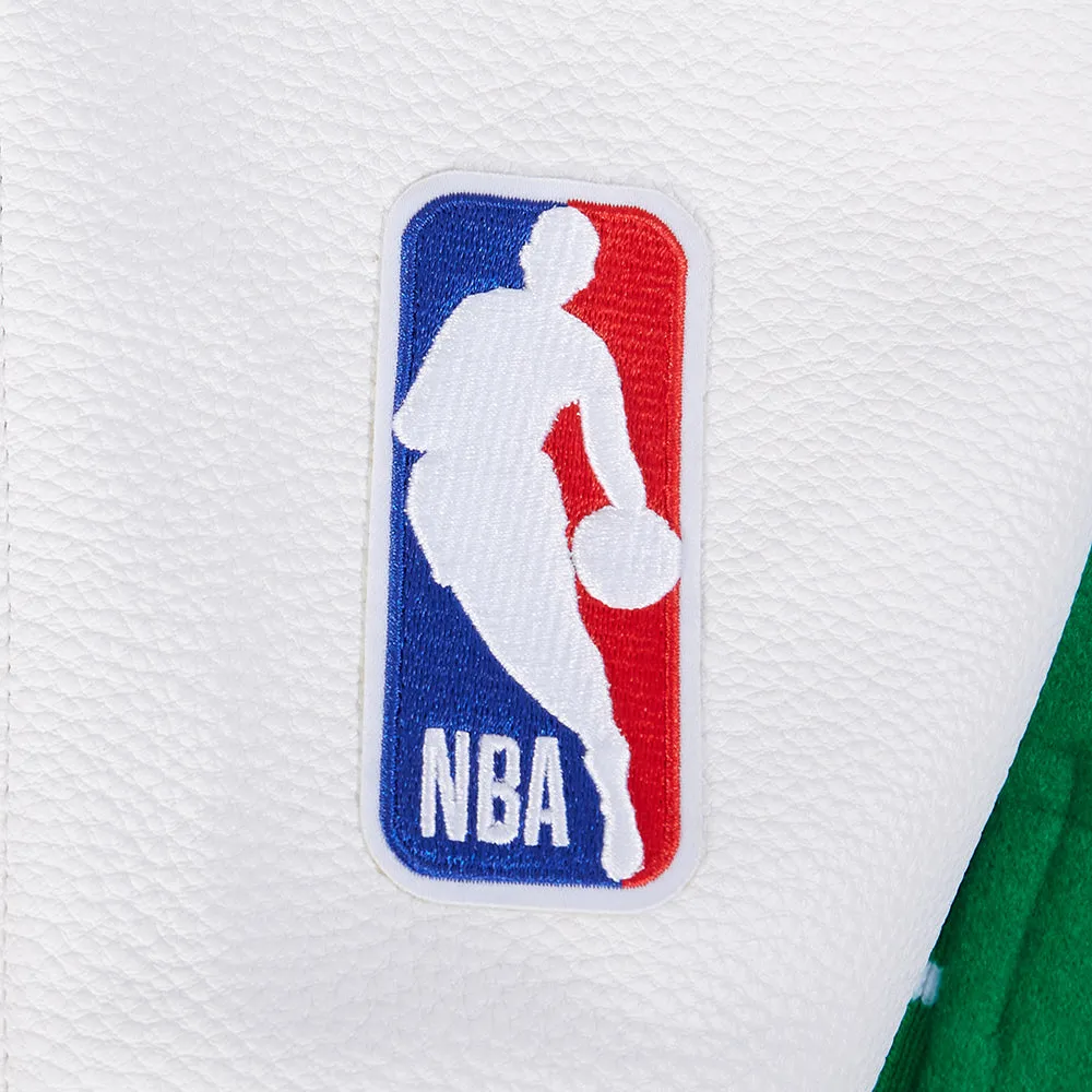 NBA BOSTON CELTICS DIY PICK STITCH MEN'S RIB WOOL VARSITY JACKET (KELLY GREEN/ WHITE)
