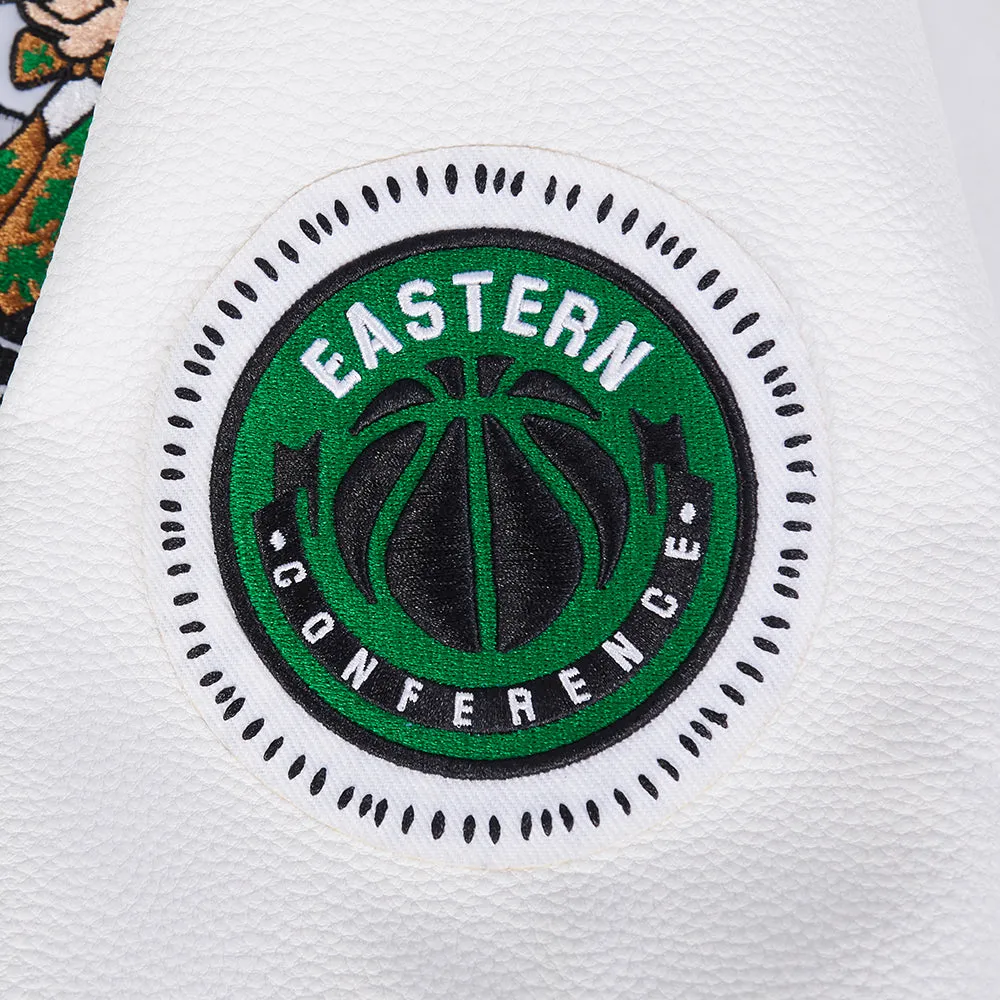 NBA BOSTON CELTICS DIY PICK STITCH MEN'S RIB WOOL VARSITY JACKET (KELLY GREEN/ WHITE)