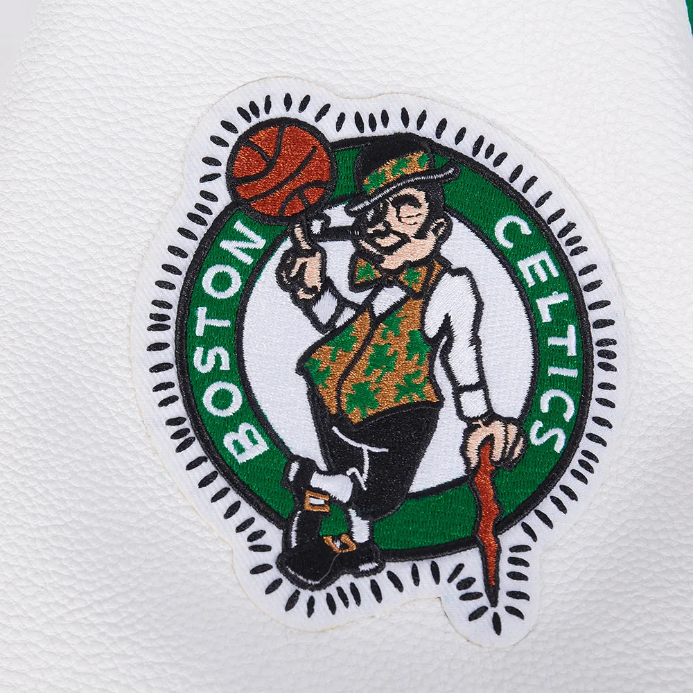 NBA BOSTON CELTICS DIY PICK STITCH MEN'S RIB WOOL VARSITY JACKET (KELLY GREEN/ WHITE)