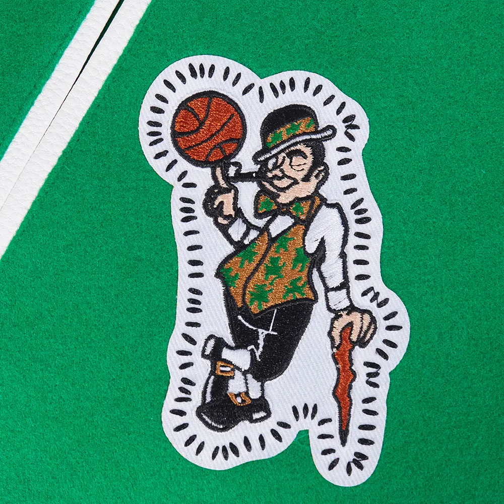 NBA BOSTON CELTICS DIY PICK STITCH MEN'S RIB WOOL VARSITY JACKET (KELLY GREEN/ WHITE)
