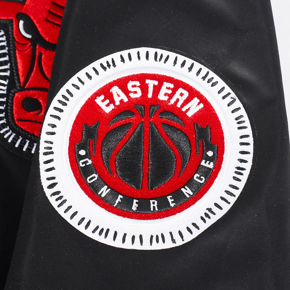 NBA CHICAGO BULLS DIY PICK STITCH MEN'S RIB SATIN JACKET (BLACK)