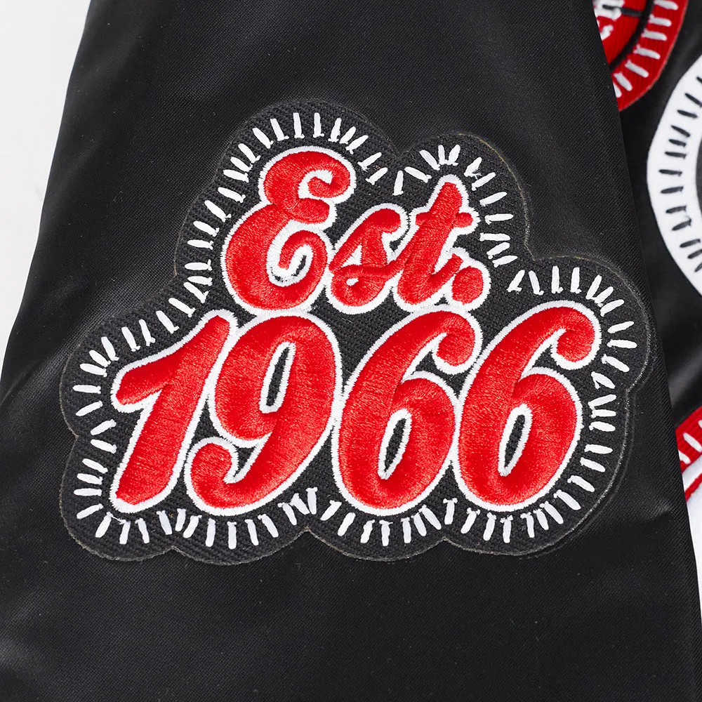 NBA CHICAGO BULLS DIY PICK STITCH MEN'S RIB SATIN JACKET (BLACK)