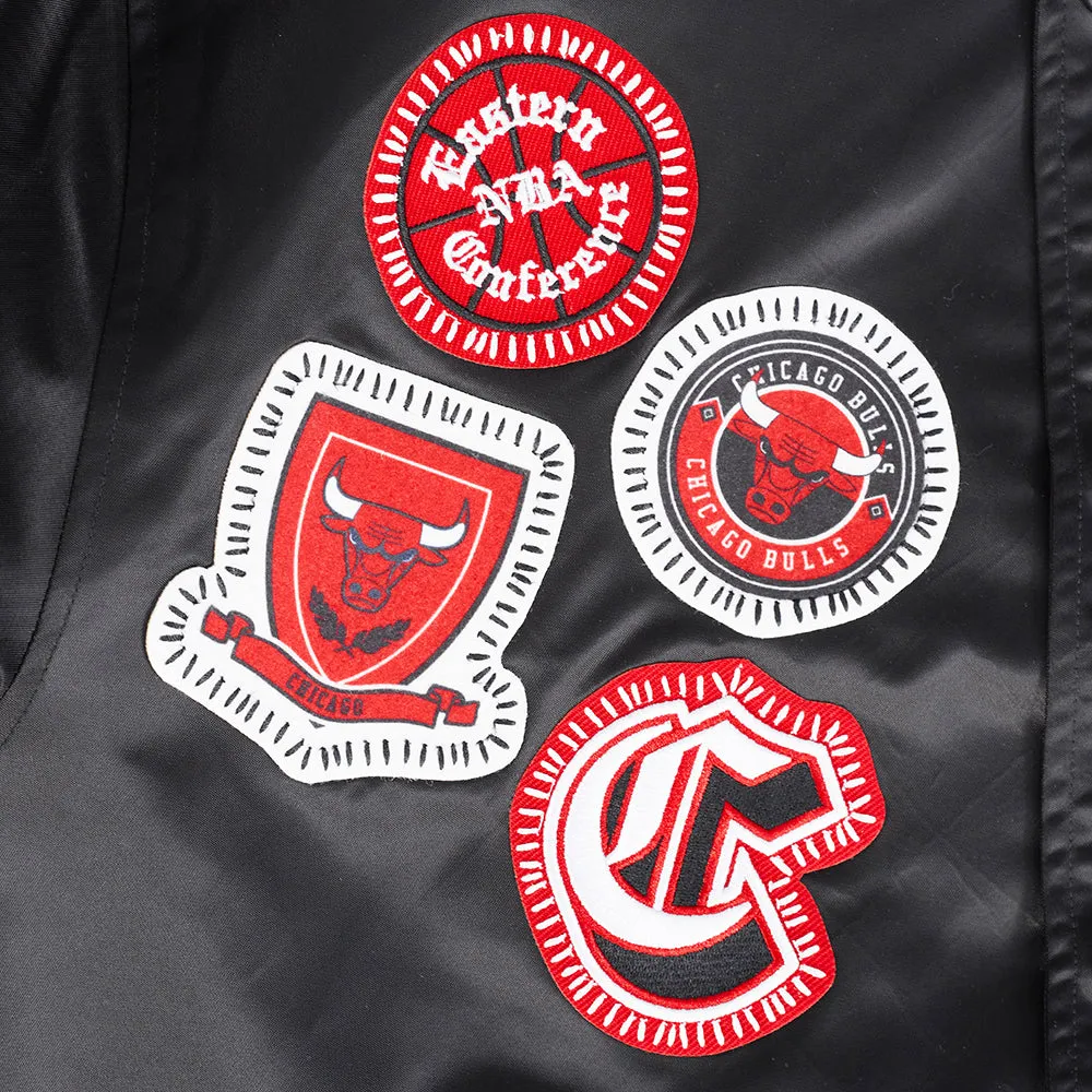NBA CHICAGO BULLS DIY PICK STITCH MEN'S RIB SATIN JACKET (BLACK)