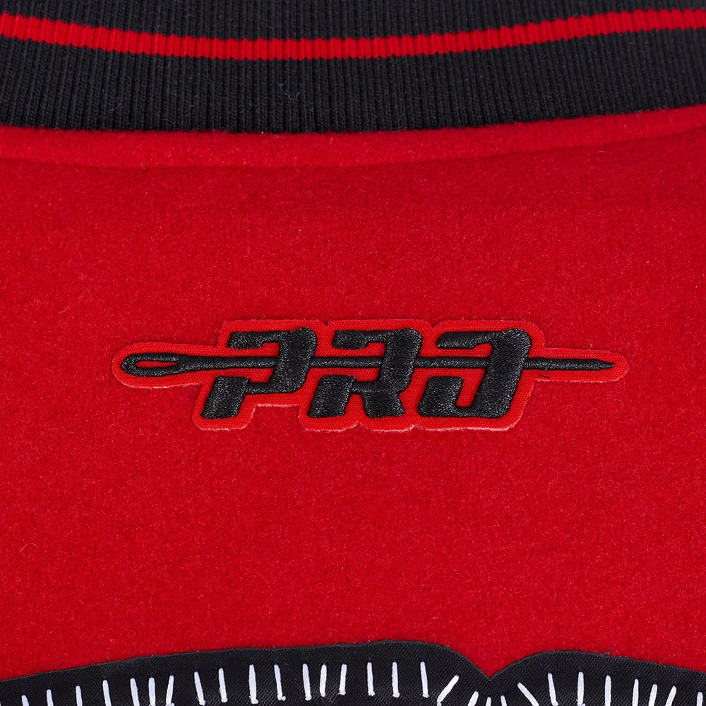 NBA CHICAGO BULLS DIY PICK STITCH MEN'S RIB WOOL VARSITY JACKET (RED/BLACK)