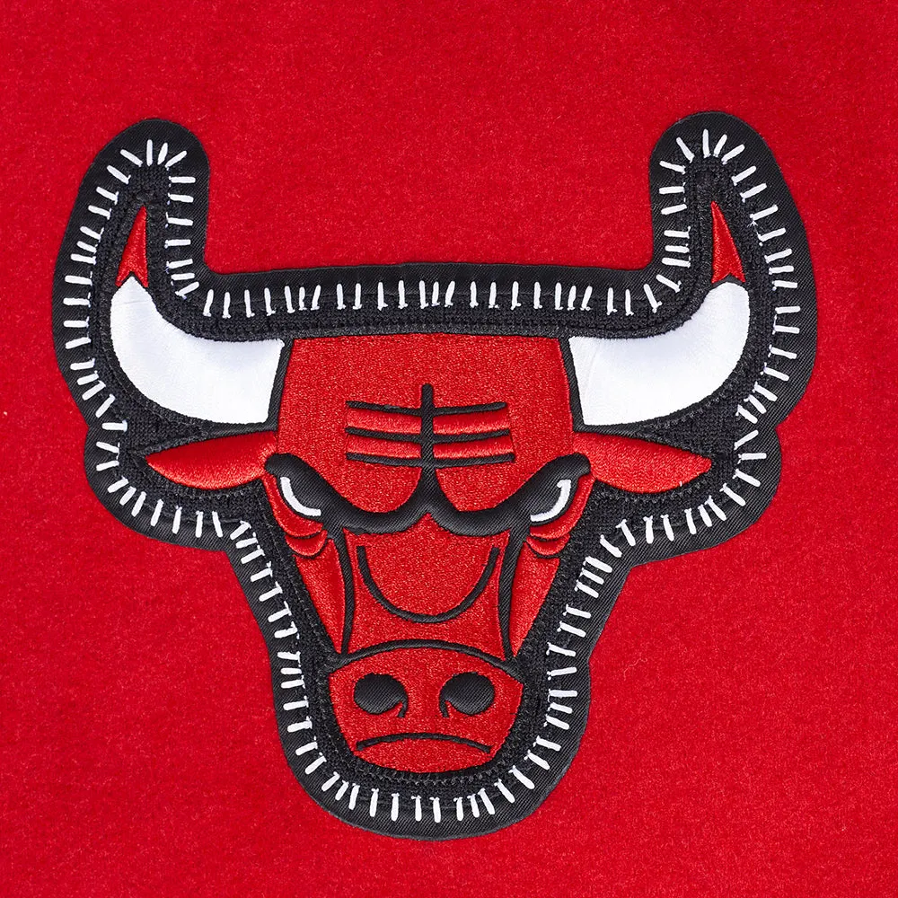 NBA CHICAGO BULLS DIY PICK STITCH MEN'S RIB WOOL VARSITY JACKET (RED/BLACK)