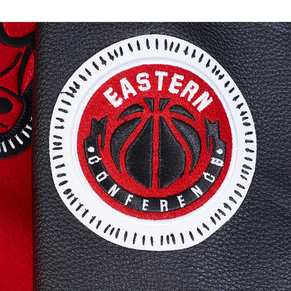NBA CHICAGO BULLS DIY PICK STITCH MEN'S RIB WOOL VARSITY JACKET (RED/BLACK)