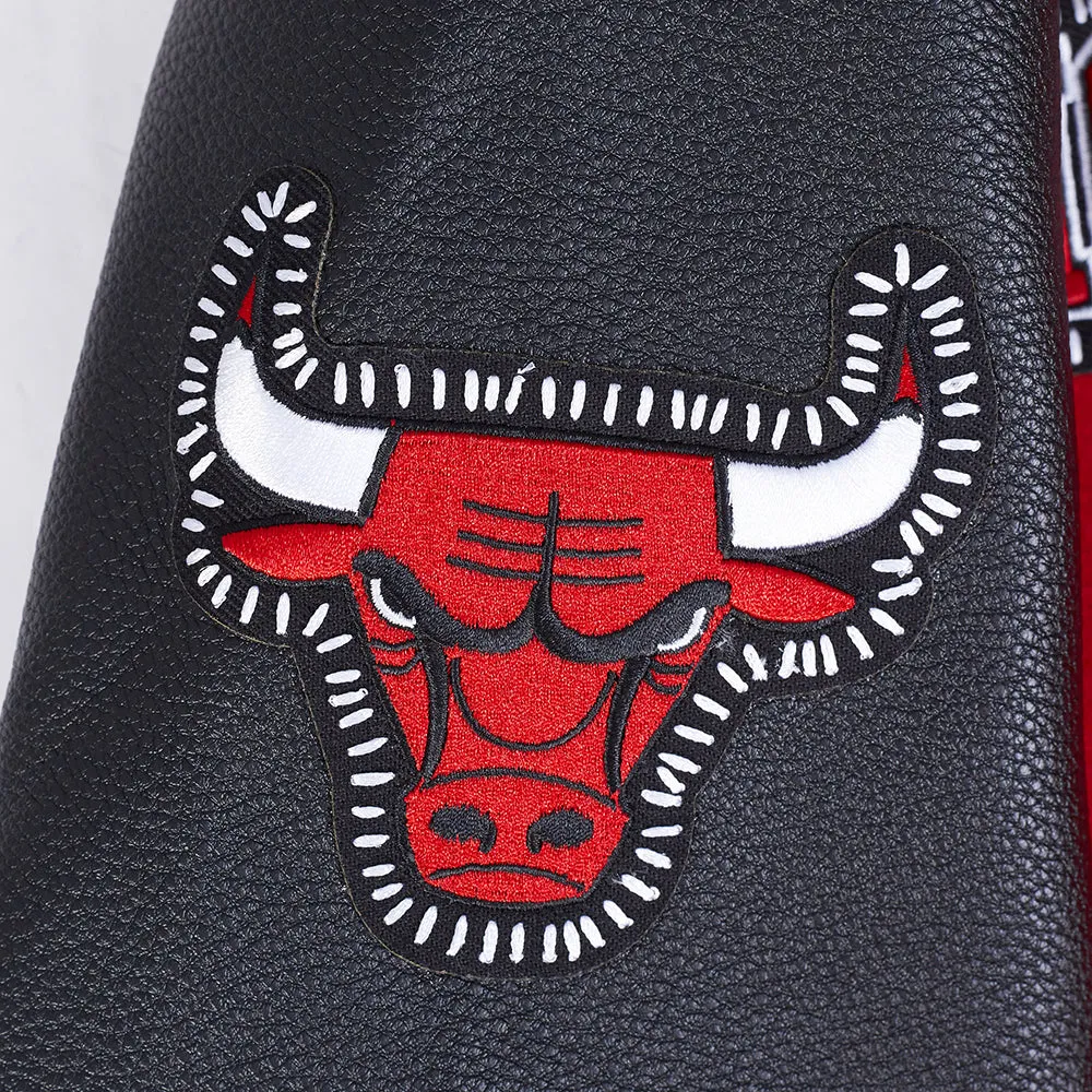NBA CHICAGO BULLS DIY PICK STITCH MEN'S RIB WOOL VARSITY JACKET (RED/BLACK)