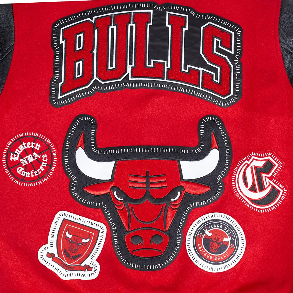 NBA CHICAGO BULLS DIY PICK STITCH MEN'S RIB WOOL VARSITY JACKET (RED/BLACK)