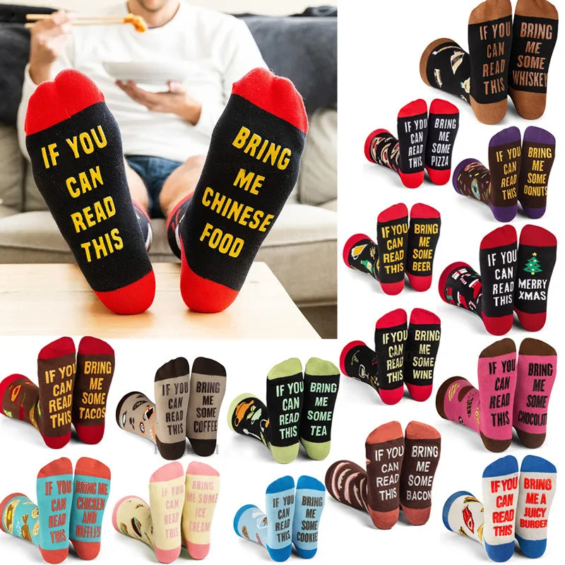 "IF YOU CAN READ THIS"Cartoon Alphabet Christmas Socks