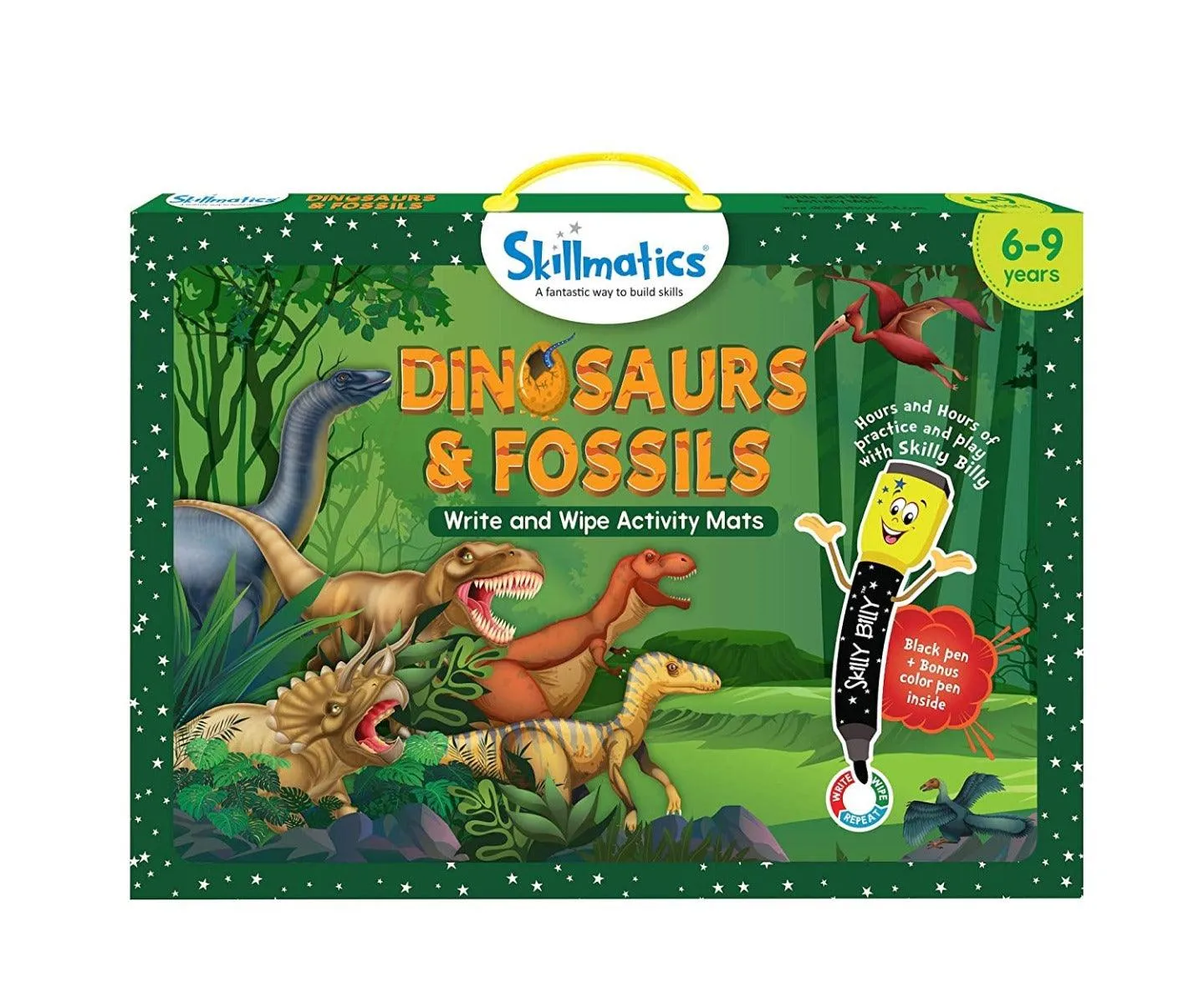 Skillmatics Educational Game: Dinosaurs and Fossils (6-9 Years) | Fun Learning Activities for Kids | Write and Wipe Activity Mats | Gifts for Kids