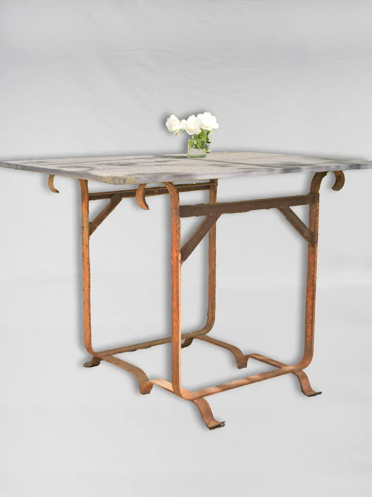 Square slate table w/ wrought iron base 43¼" x 33"