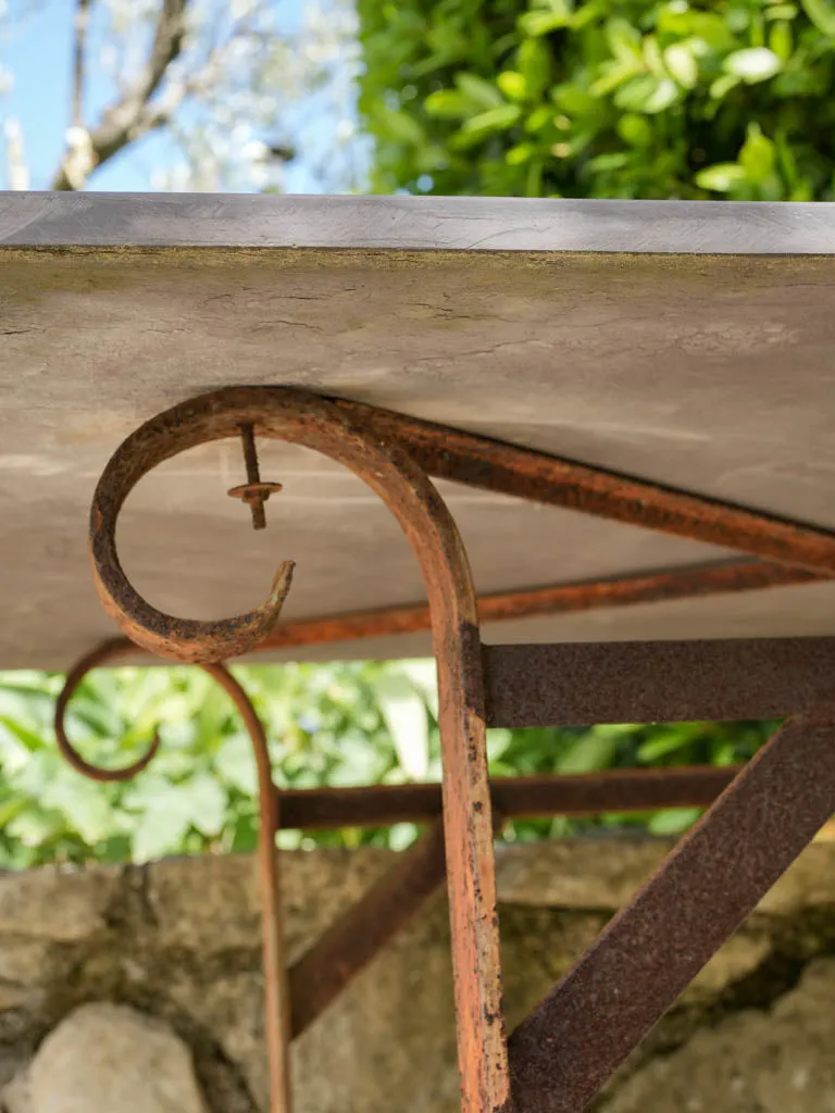 Square slate table w/ wrought iron base 43¼" x 33"