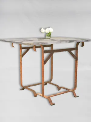 Square slate table w/ wrought iron base 43¼" x 33"