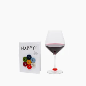 Wine-Ote's Merino Wool Felt Wine Marker Note Card (Happy)