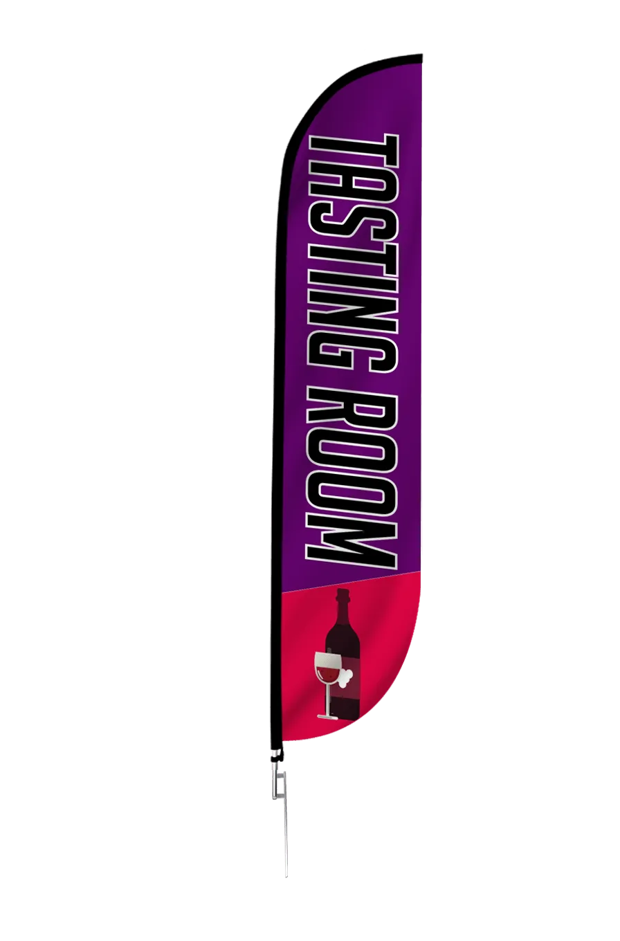 Wine Tasting Room Feather Flag Purple & Red
