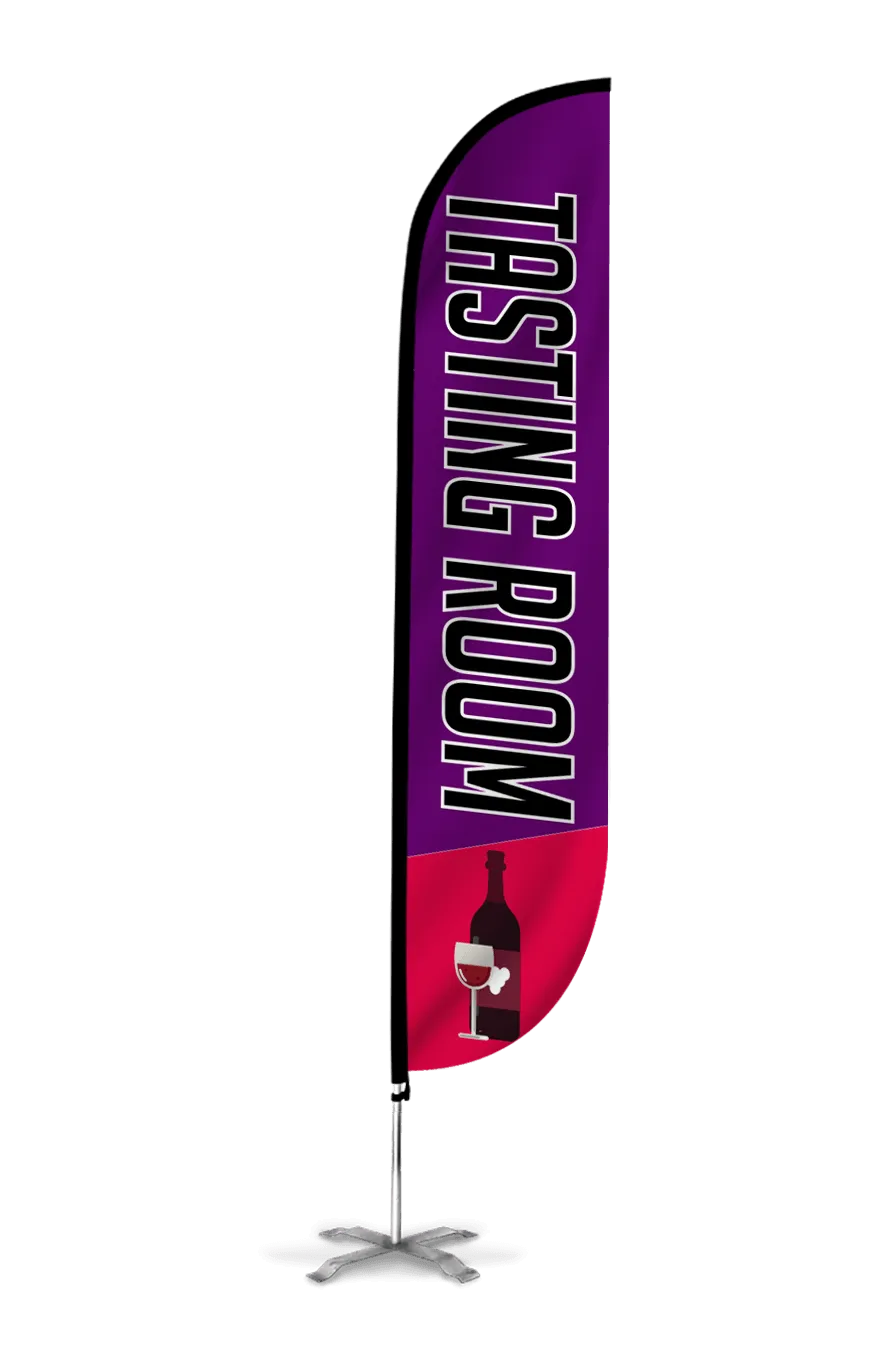 Wine Tasting Room Feather Flag Purple & Red